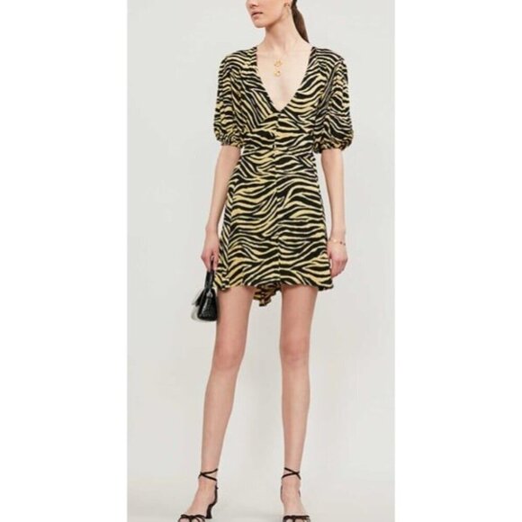 Faithfull The Brand Size 6 Ilia Dress in Pale Yellow Amaia Zebra - Picture 5 of 10